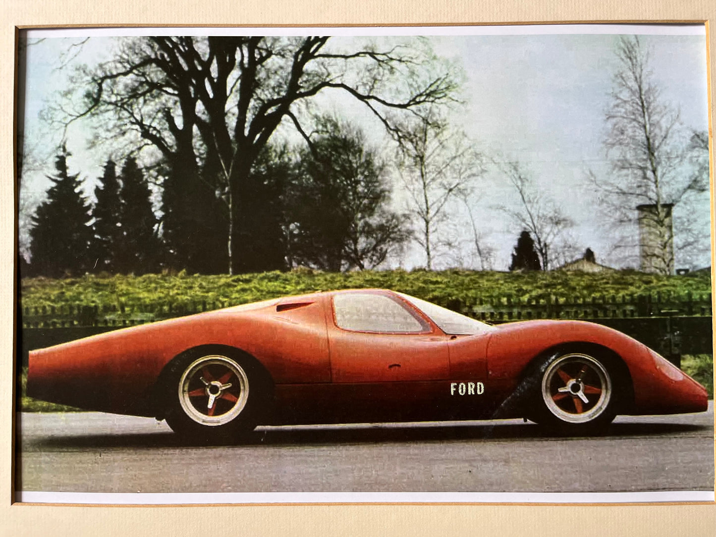 Ford GT40 vintage race car poster 1970s