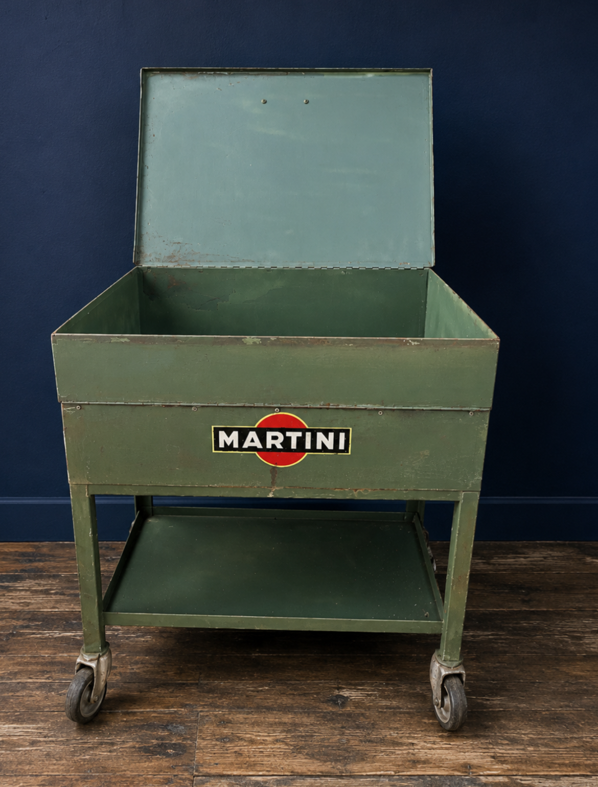 Vintage Martini logo drinks trolley army green