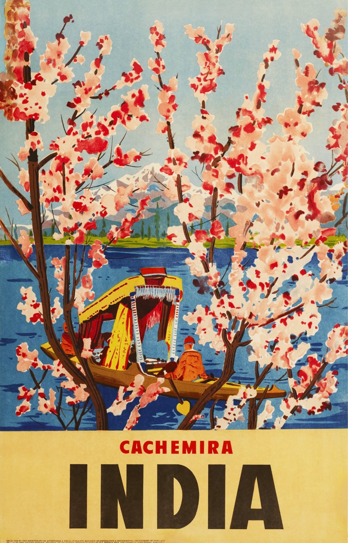 Vintage travel poster India Cachemira c1950s