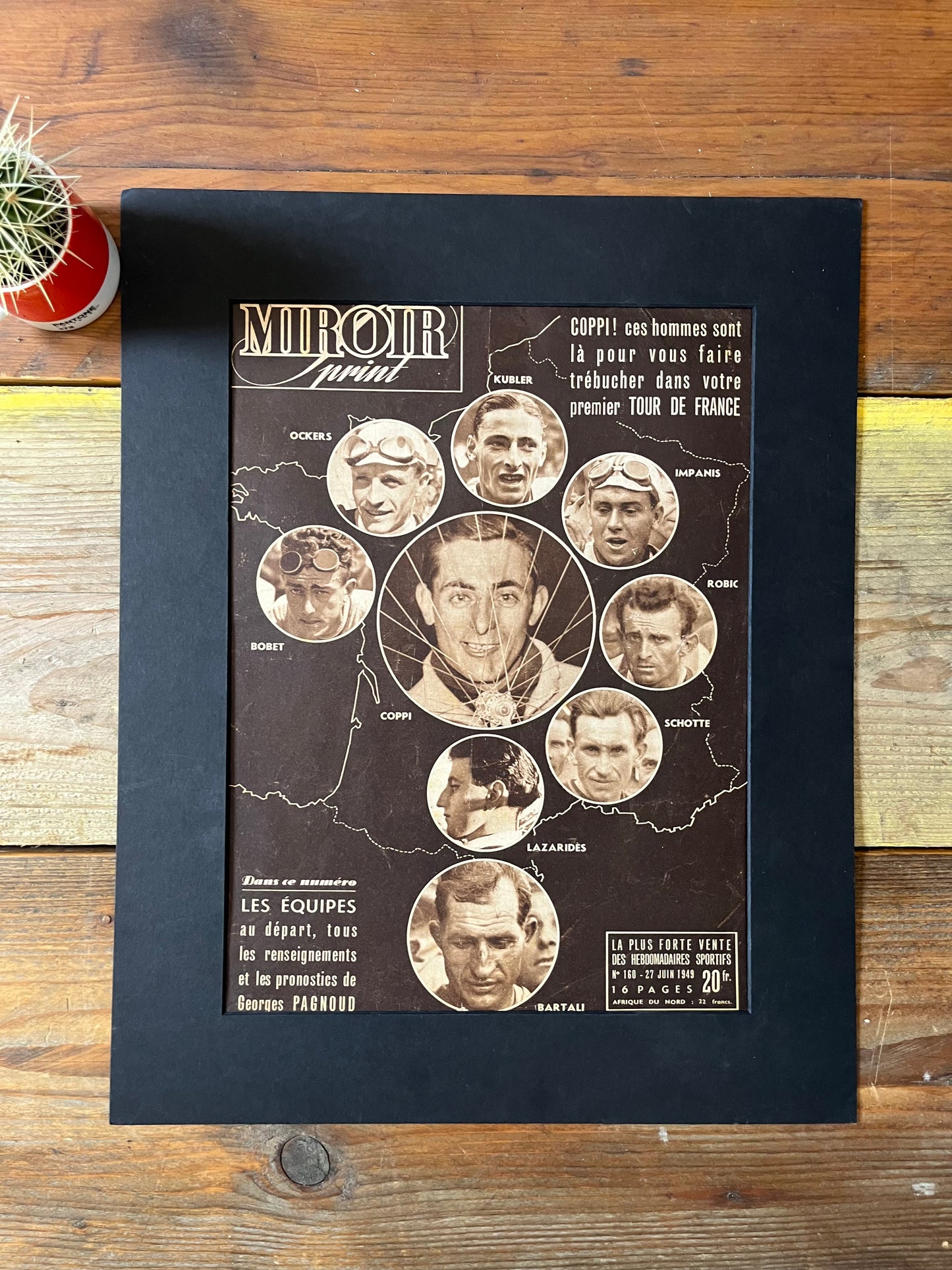 Vintage Tour de France Cycling Print - Original, 1949 Coppi Bartali Bobet