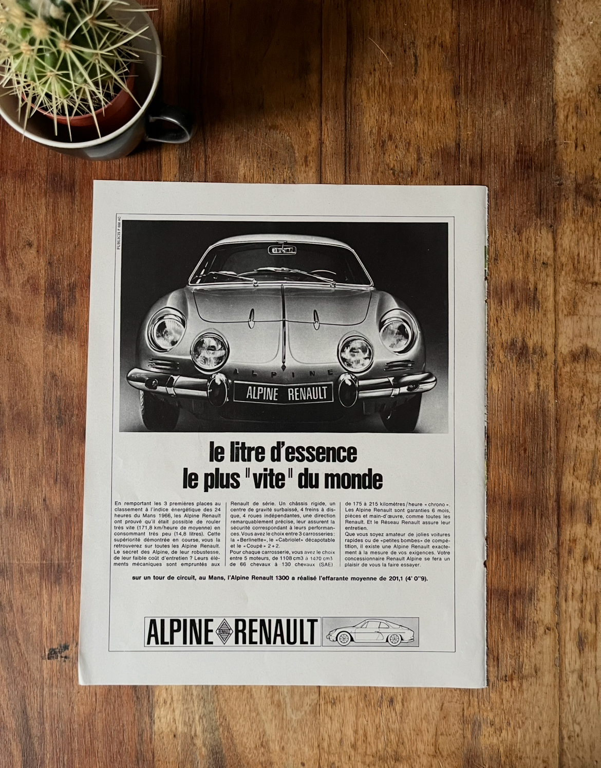 Vintage Renault Alpine 1960s advertising print