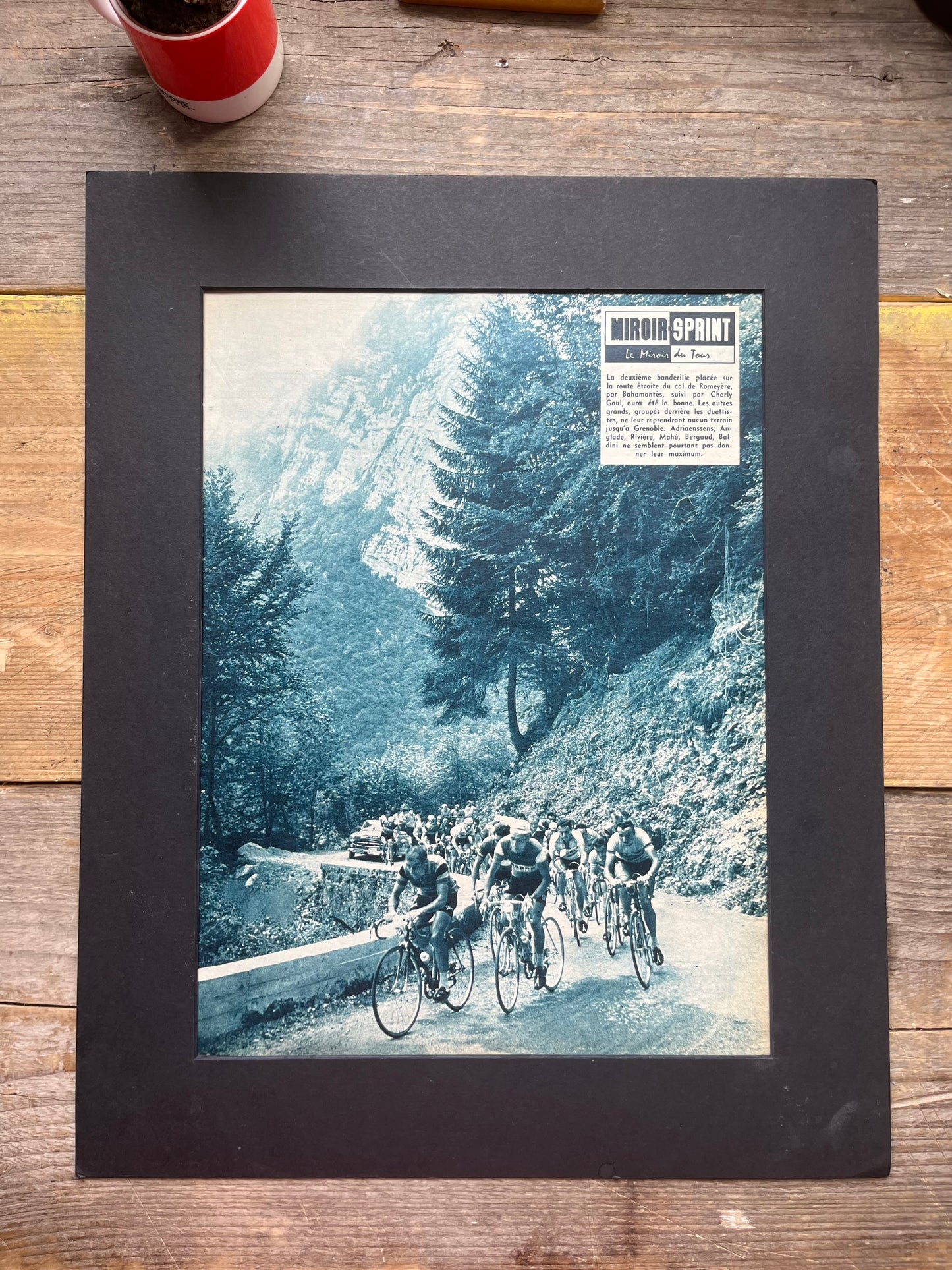 Tour de France vintage print - Alps Col de Romeyere c1958