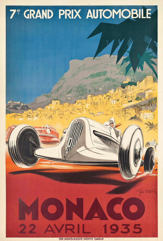 Monaco Grand Prix 1935 Vintage Poster