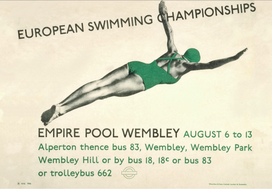 European swimming championships art deco  Advertising Poster - Edward McKnight Kauffer 1938