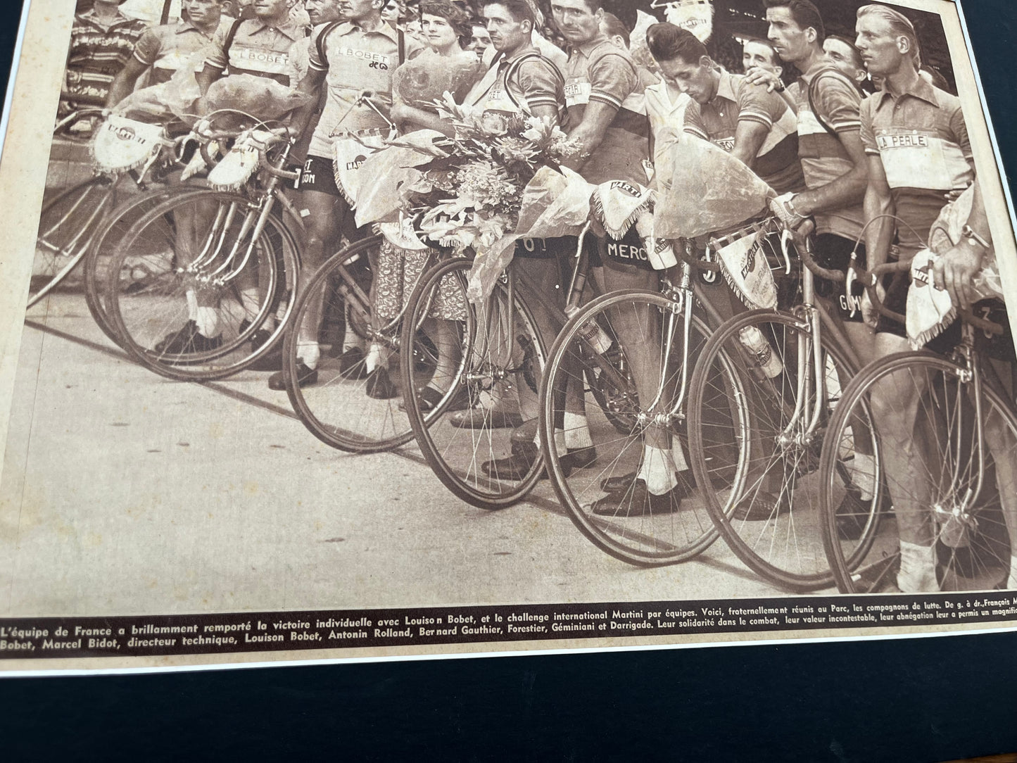Vintage Cycling Print - Tour de France, French team Original 1955