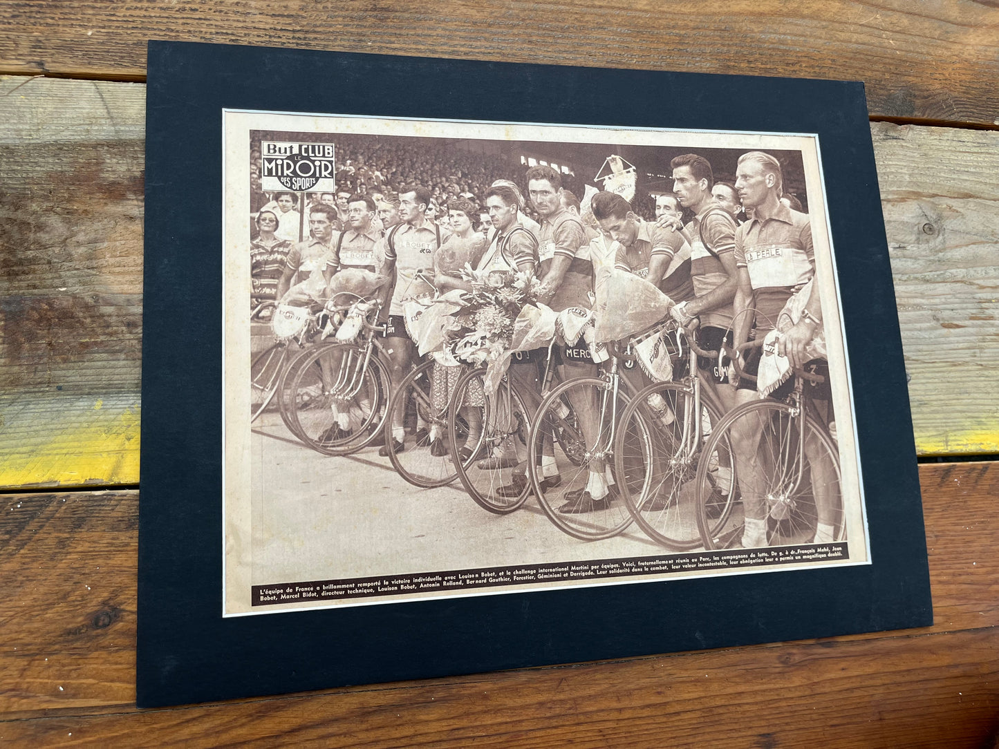 Vintage Cycling Print - Tour de France, French team Original 1955