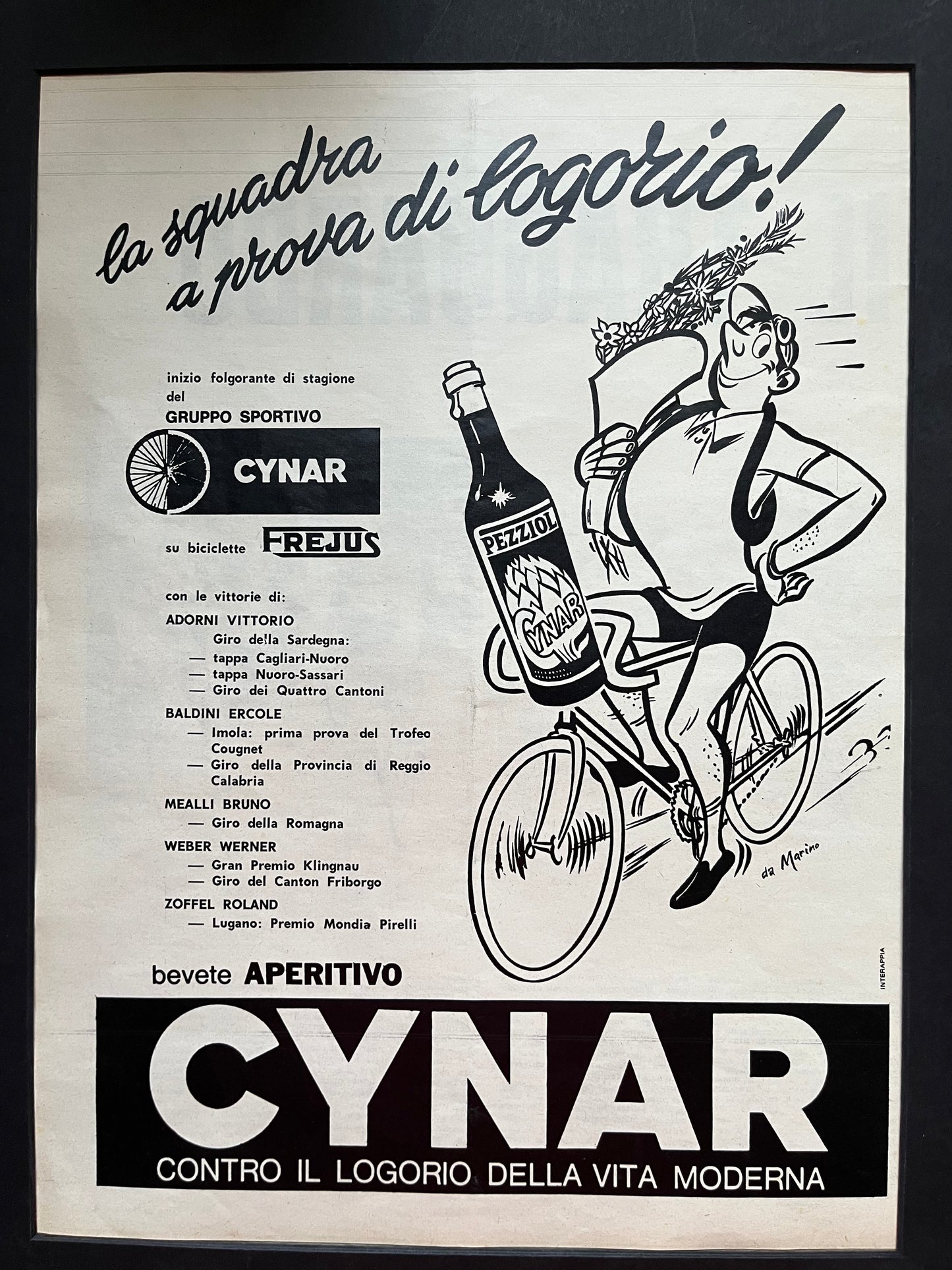 Cynar aperitvo Giro d'italia advertisement 1963