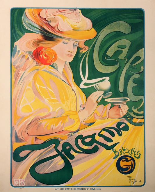 Cafe Jacqmotte vintage advertising poster Fernand Toussaint 1896