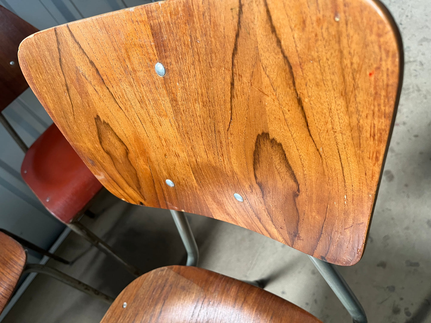 Vintage 1970s Danish Stacking Chairs- Mismatched set of four -