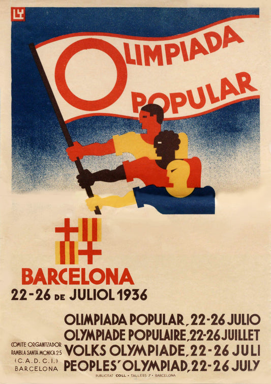 Vintage Barcelona Olimpiada Popular poster 1936