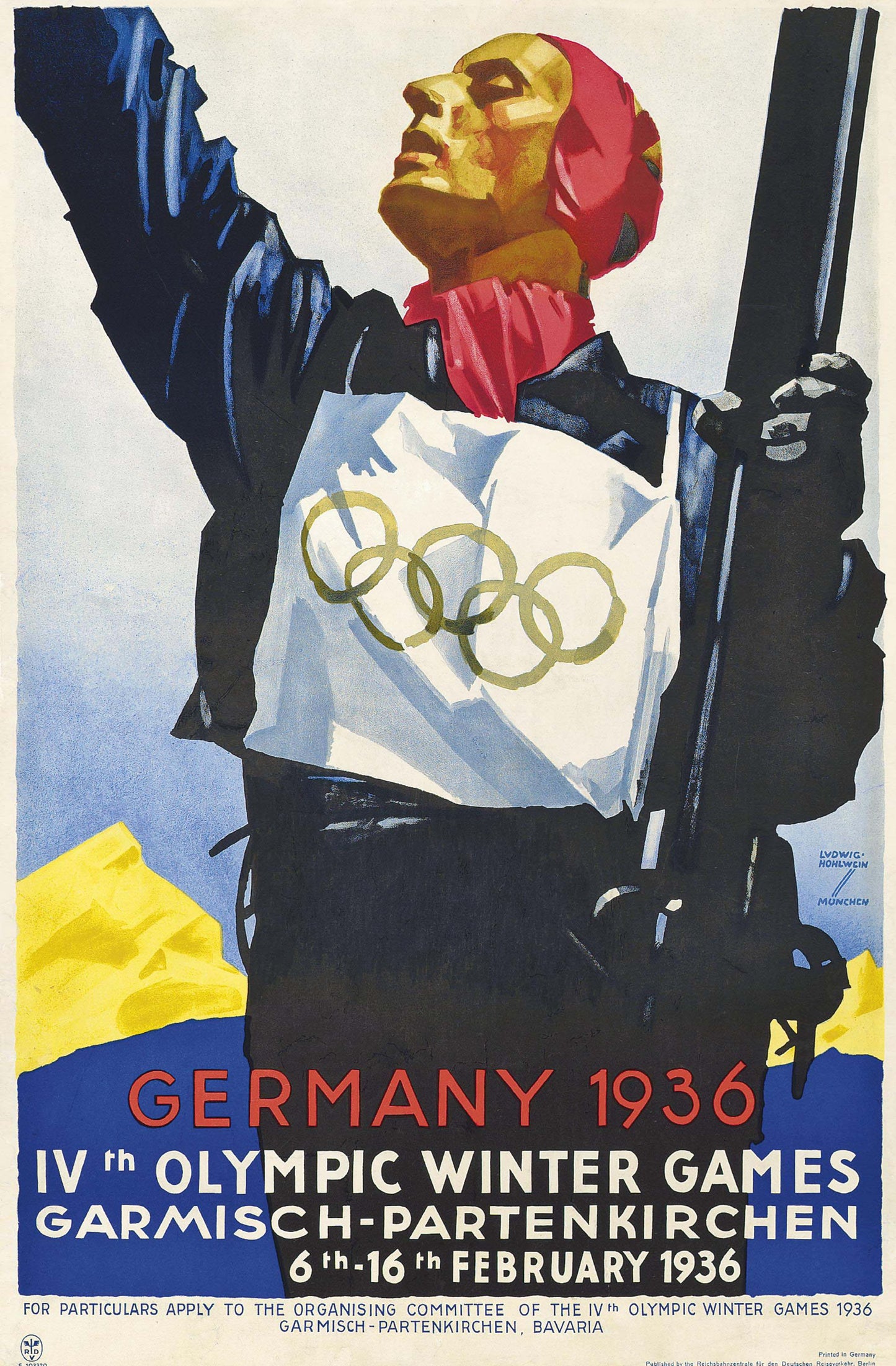 Winter Olympic games Germany 1936 vintage poster