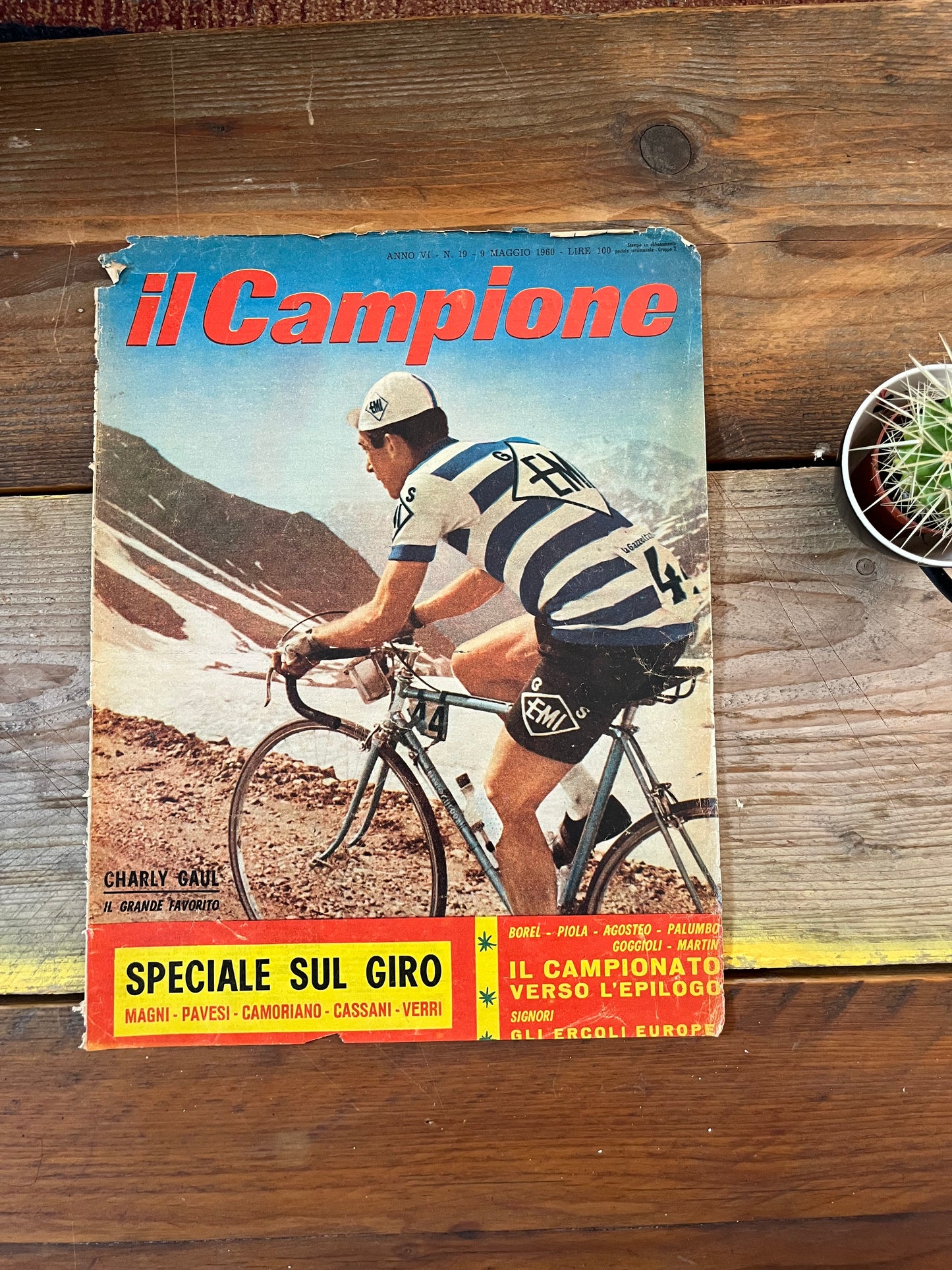 Vintage cycling print Giro D’Italia 1960 Charly Gaul