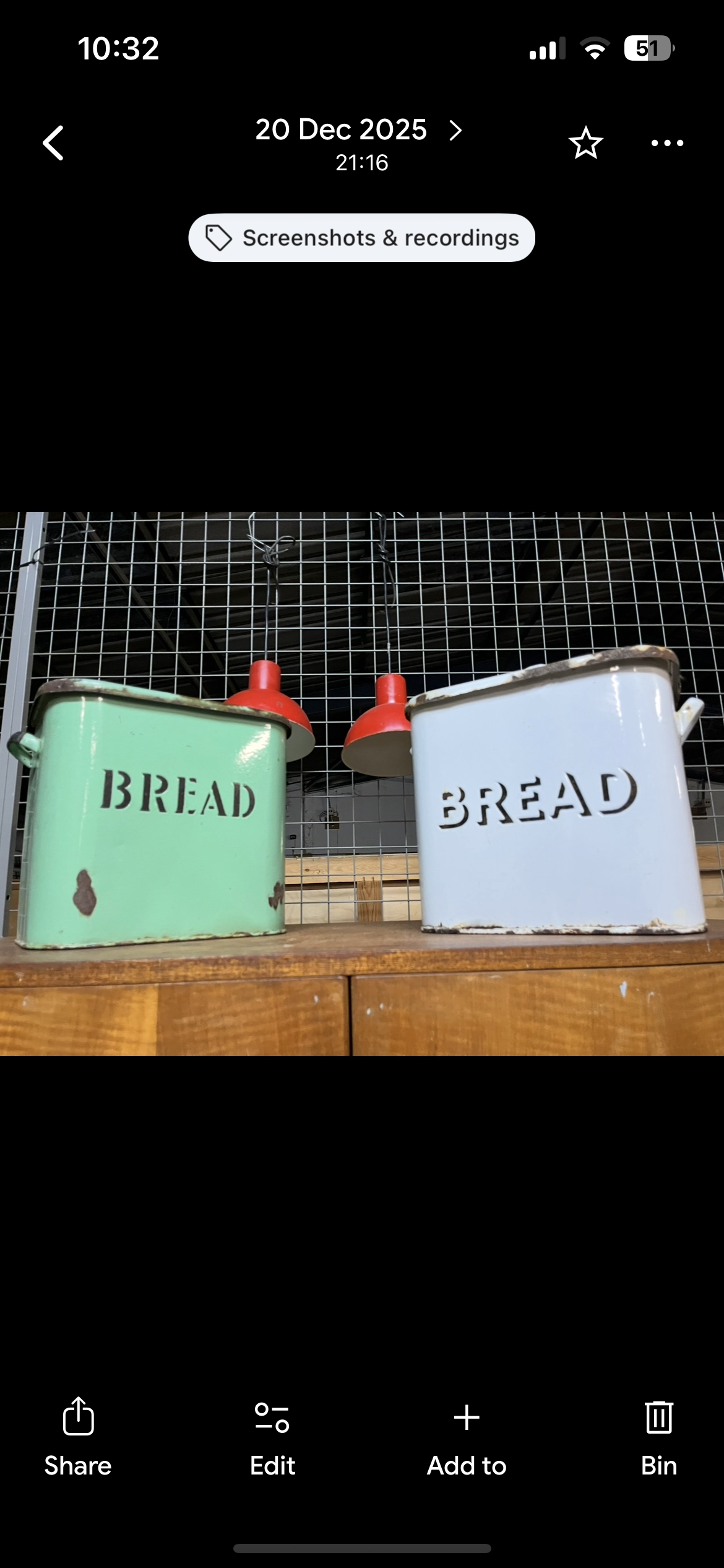 1930s enamel Bread bin Green