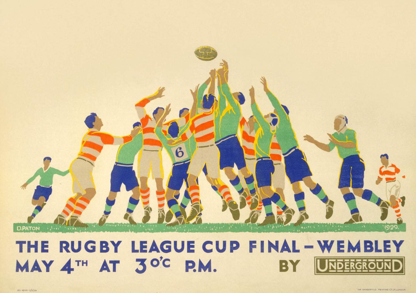 Vintage Advertising Poster - All blacks Rugby at Twickenham, London Transport, 1929