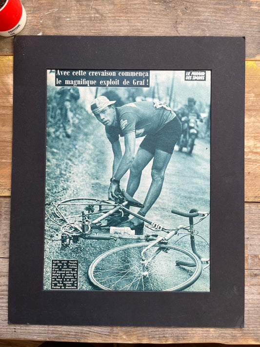 Vintage cycling print Tour de france1958 Rolf Graf