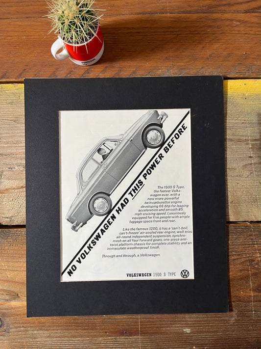 Vintage VW Volkswagen Type 3 notchback advertising print - 1960s