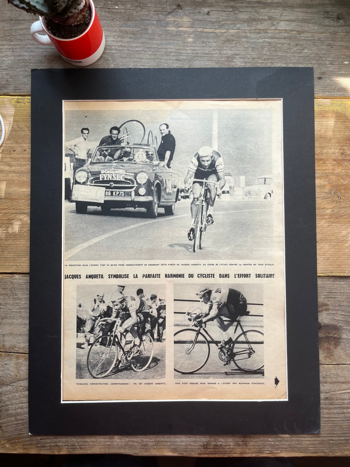 Vintage Cycling Print - Jacques Anquetil , Original Tour de France, 1959