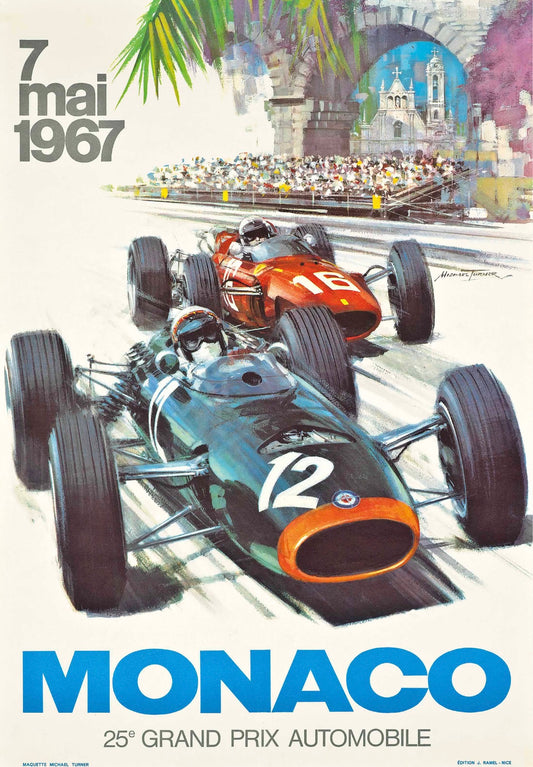 Vintage Automobile Poster - Monaco Grand Prix, 1967