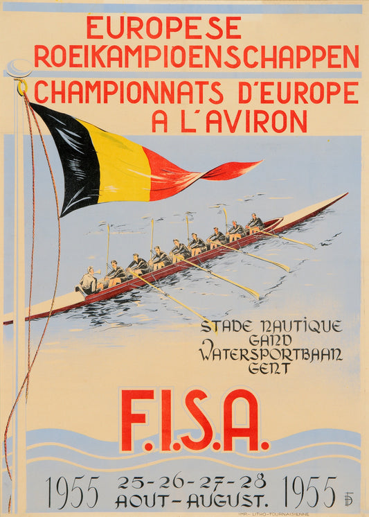 European Yachting championships 1955 vintage poster