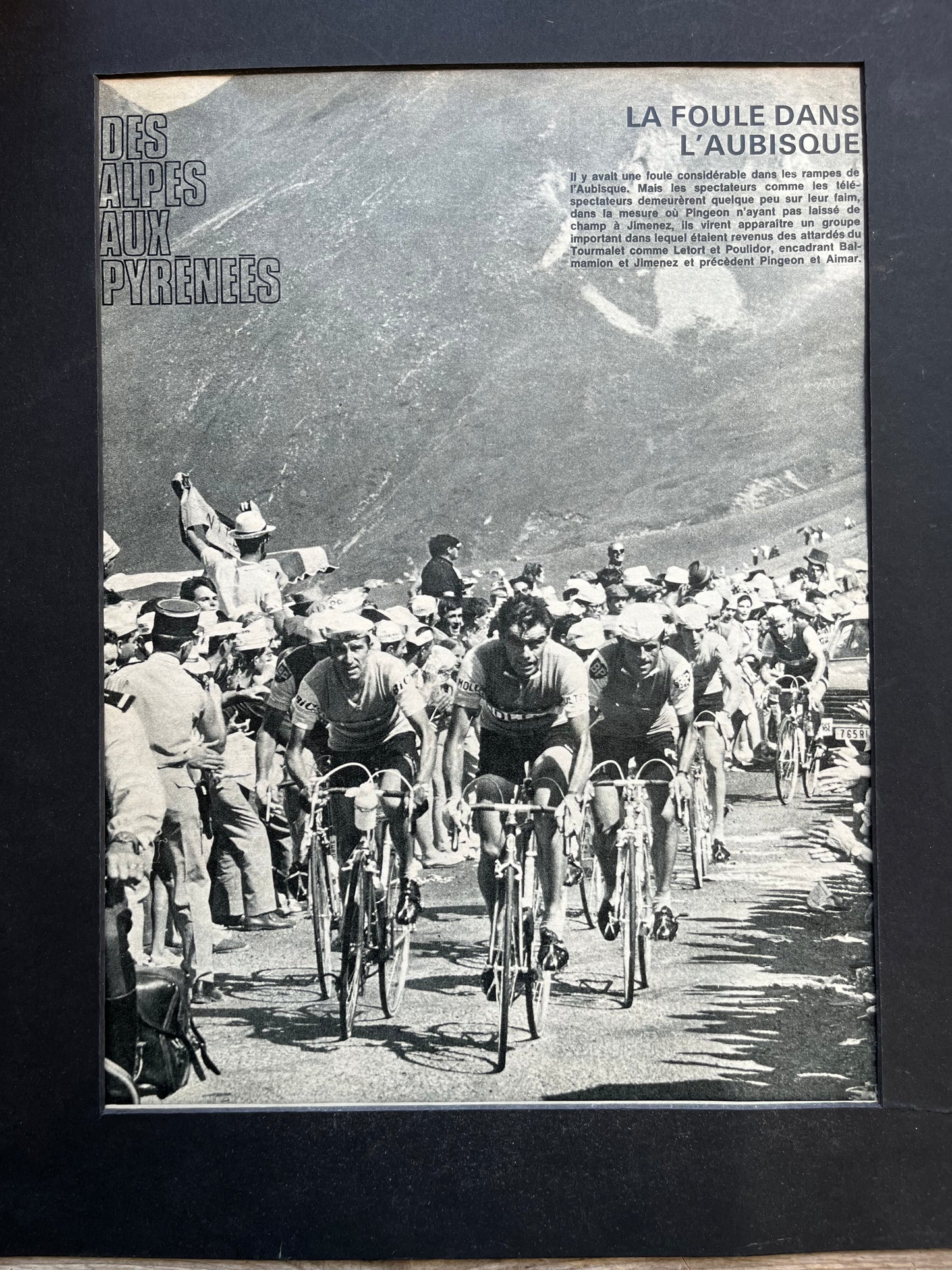 Vintage cycling Print -Tour de France, Pingeon, Jimenez 1965 Col d’Aubisque