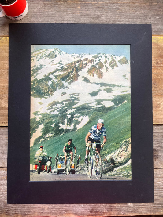 Vintage cycling print Tour de France 1959 Charly Gaul - Pyrenees