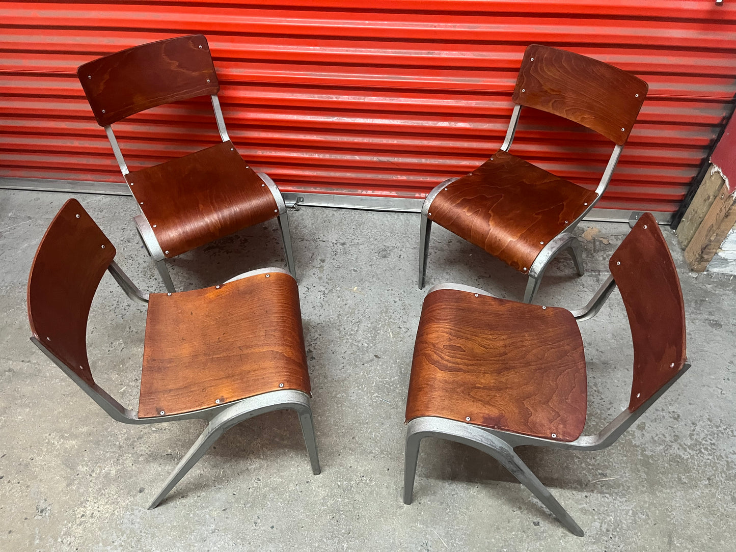 Esavian Stacking chair by James Leonard for ESA, 1950s, restored set of four