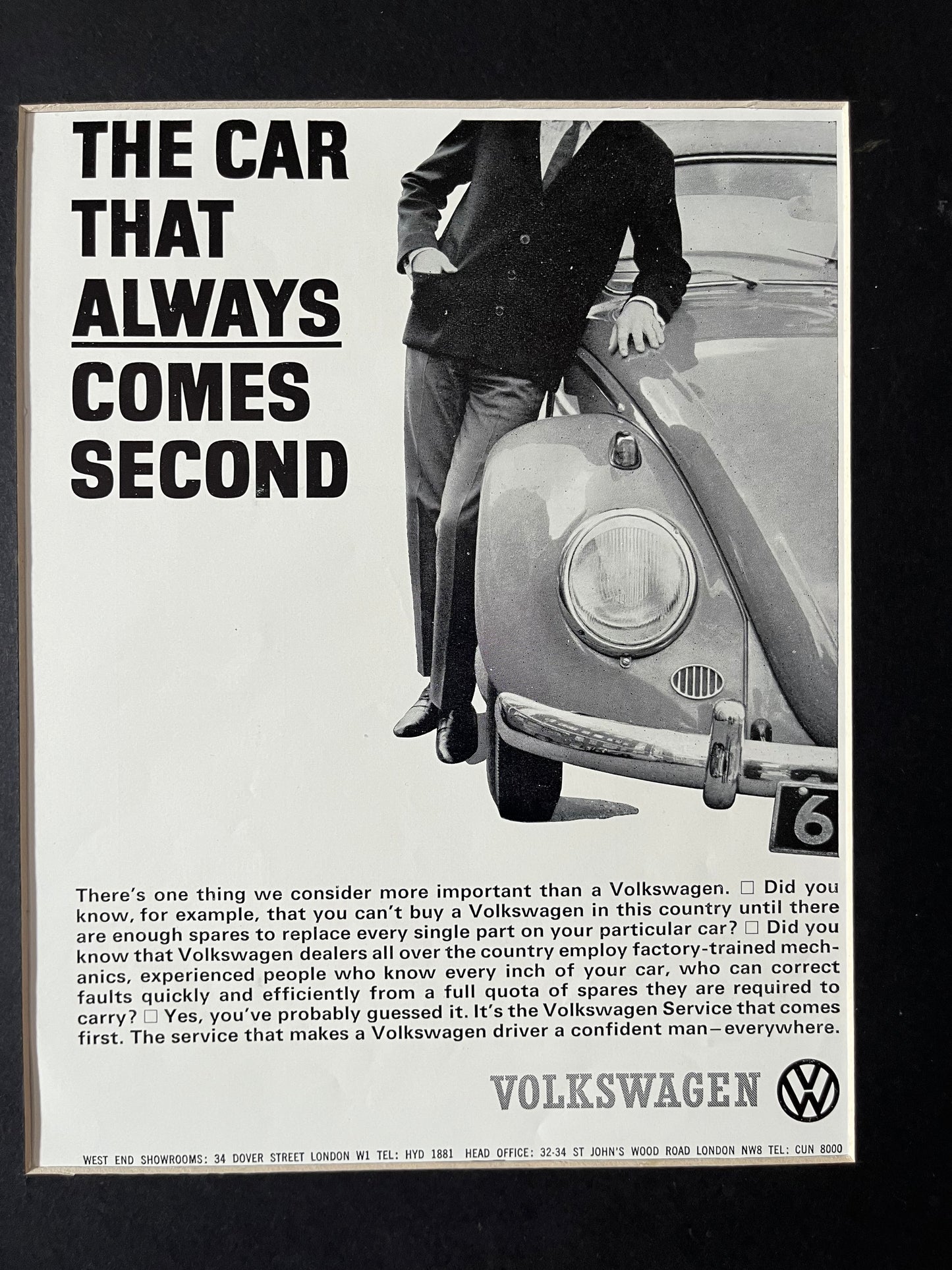 Vintage VW Volkswagen Beetle advertising print - 1960s