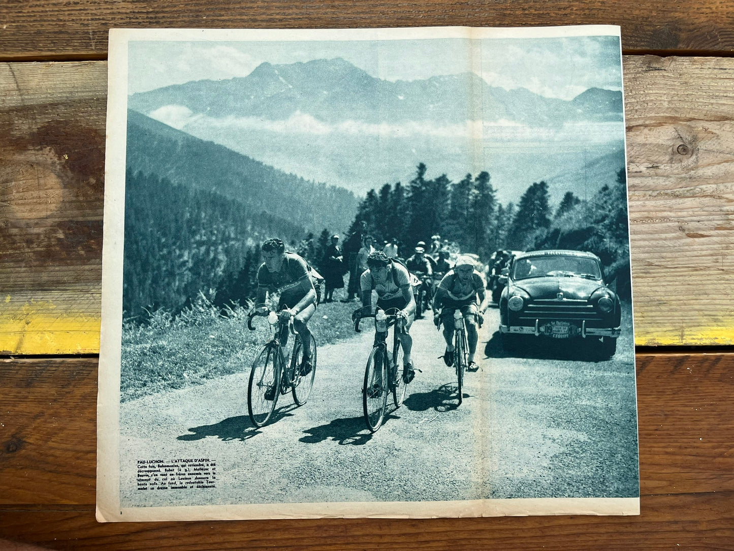 Vintage Cycling Print - Tour de France, Louison Bobet, Original 1955