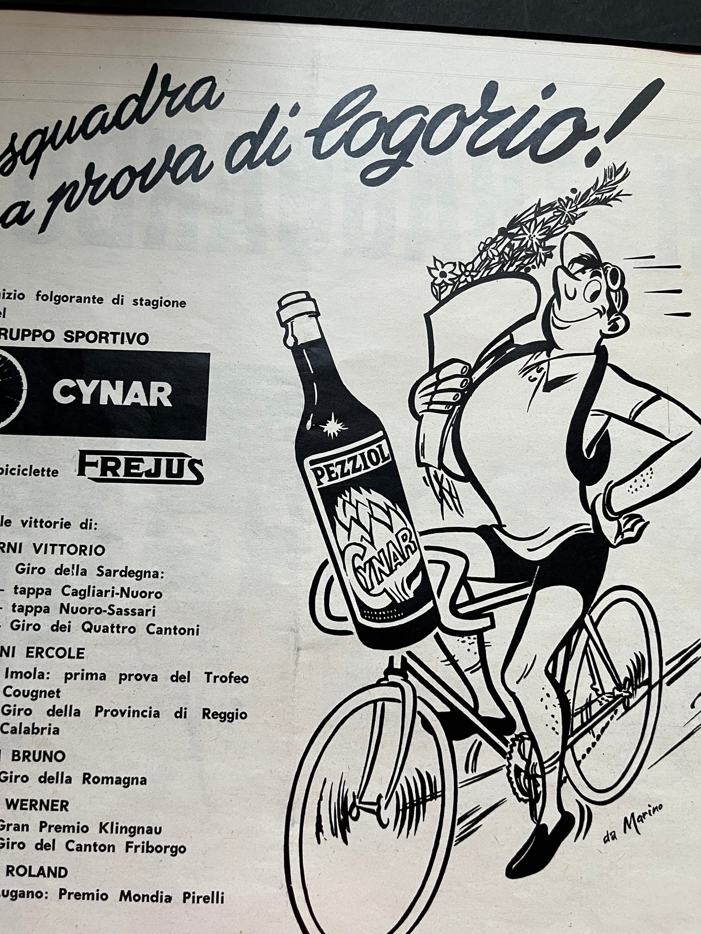 Cynar aperitvo Giro d'italia advertisement 1963