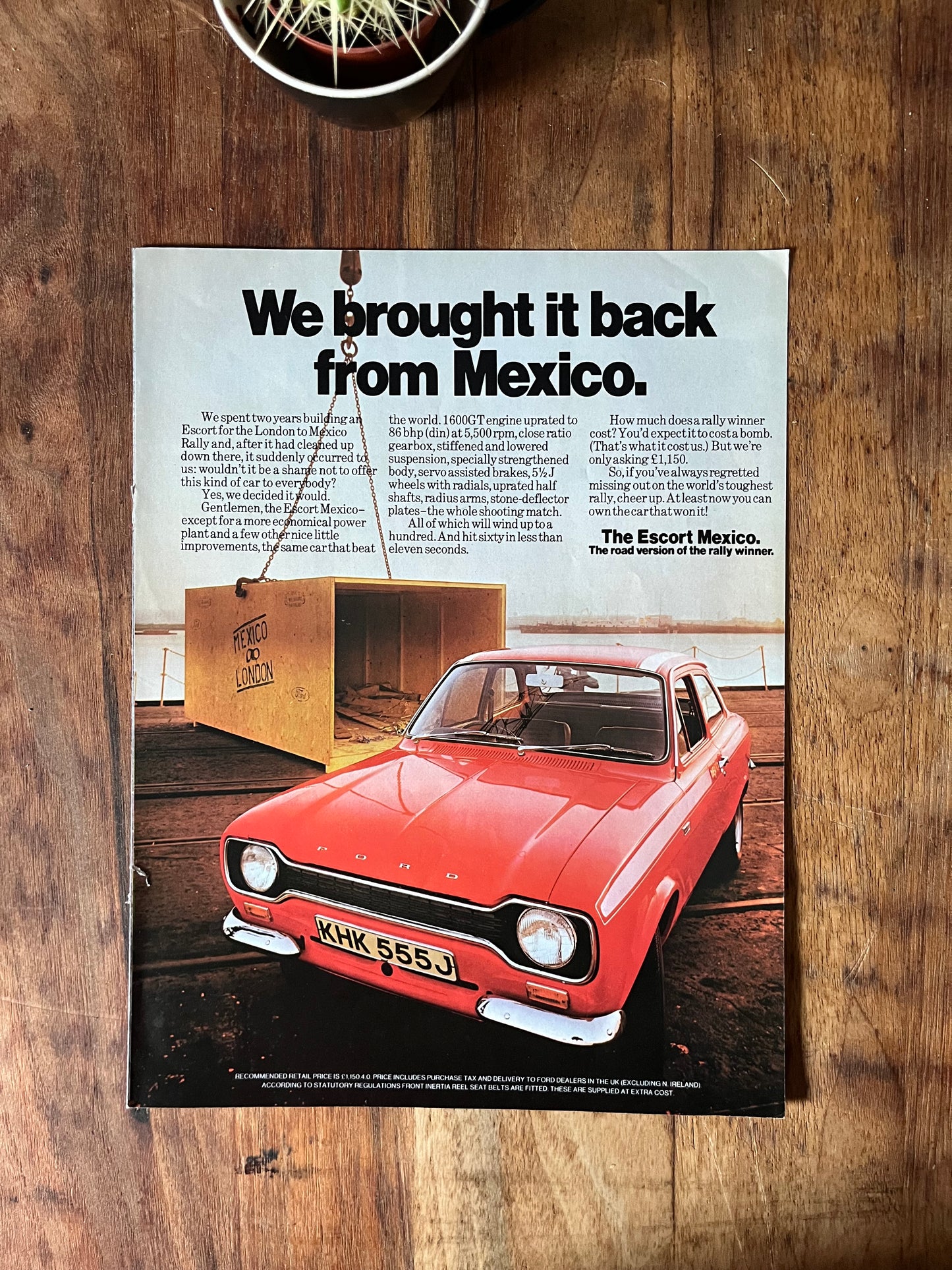 Ford Escort MK1 Mexico original magazine artwork 1970