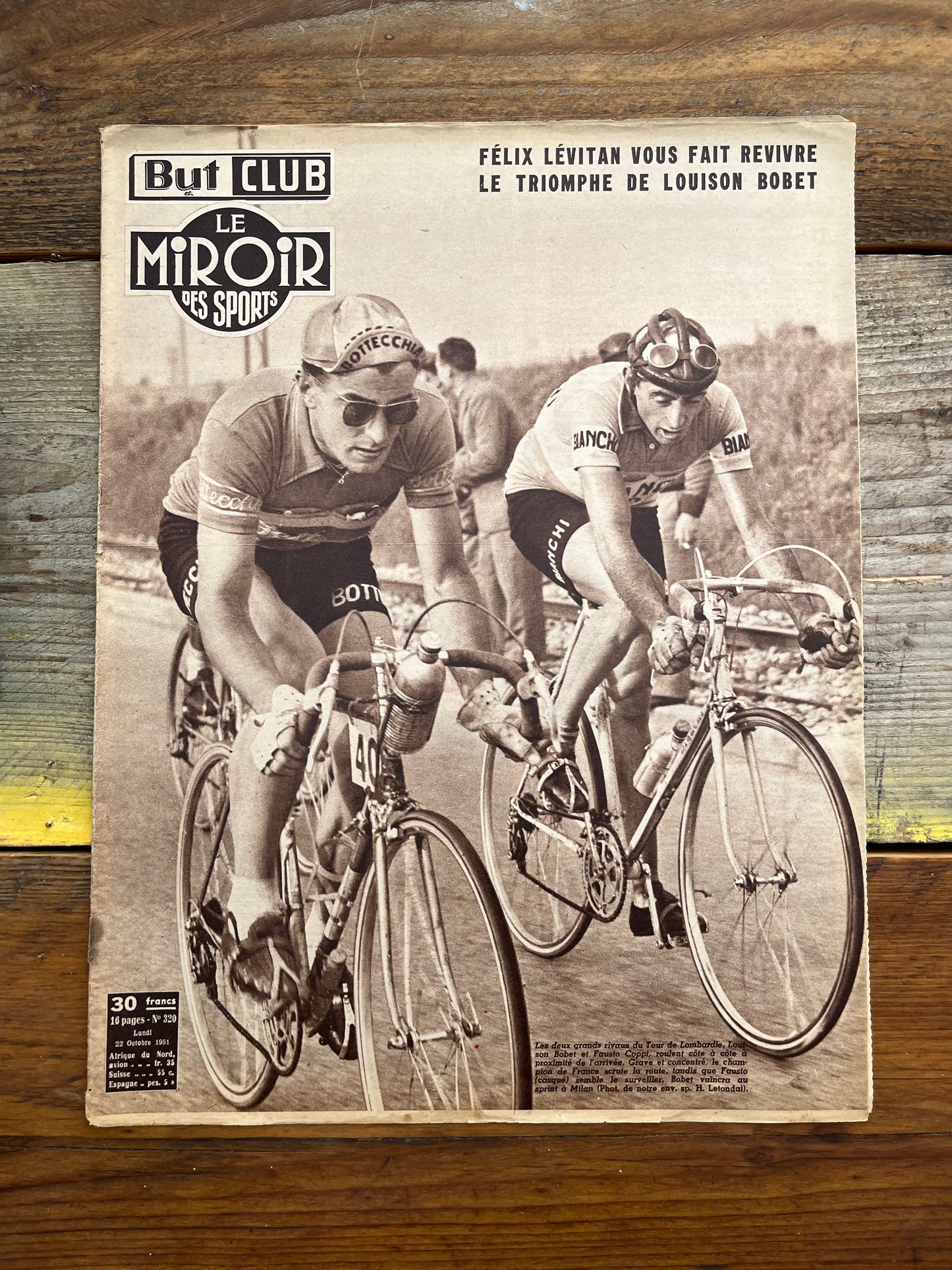 Fausto Coppi / Louison Bobet vintage cycling print 1951