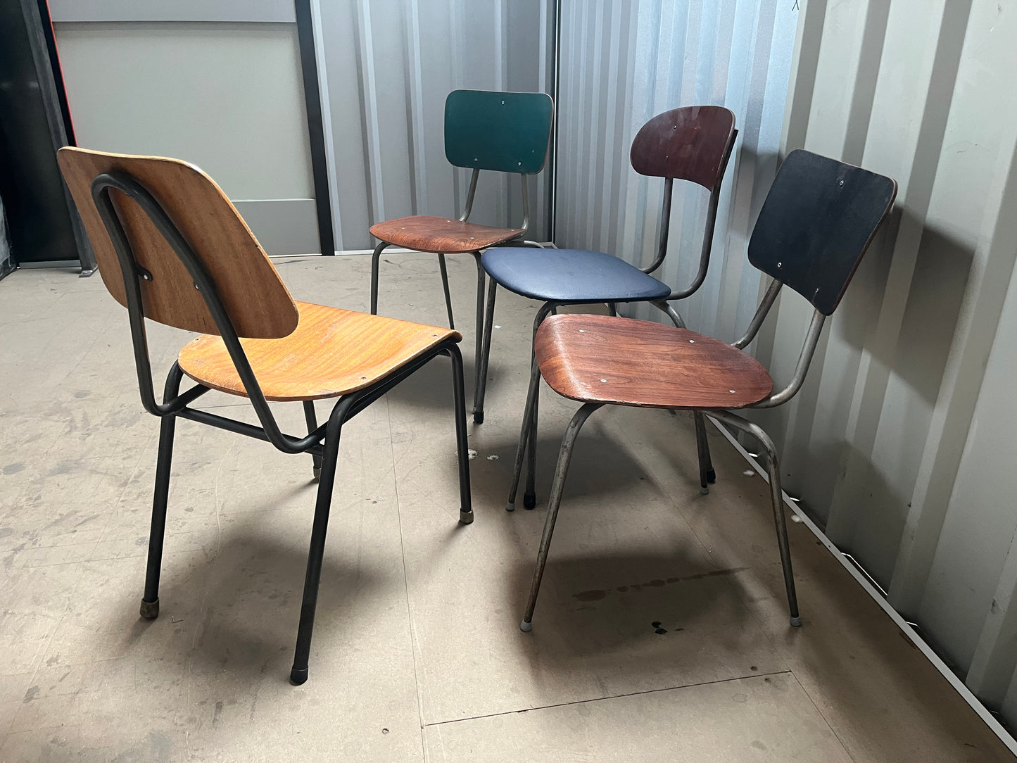 Vintage 1970s Danish Stacking Chairs- Mismatched set of four -