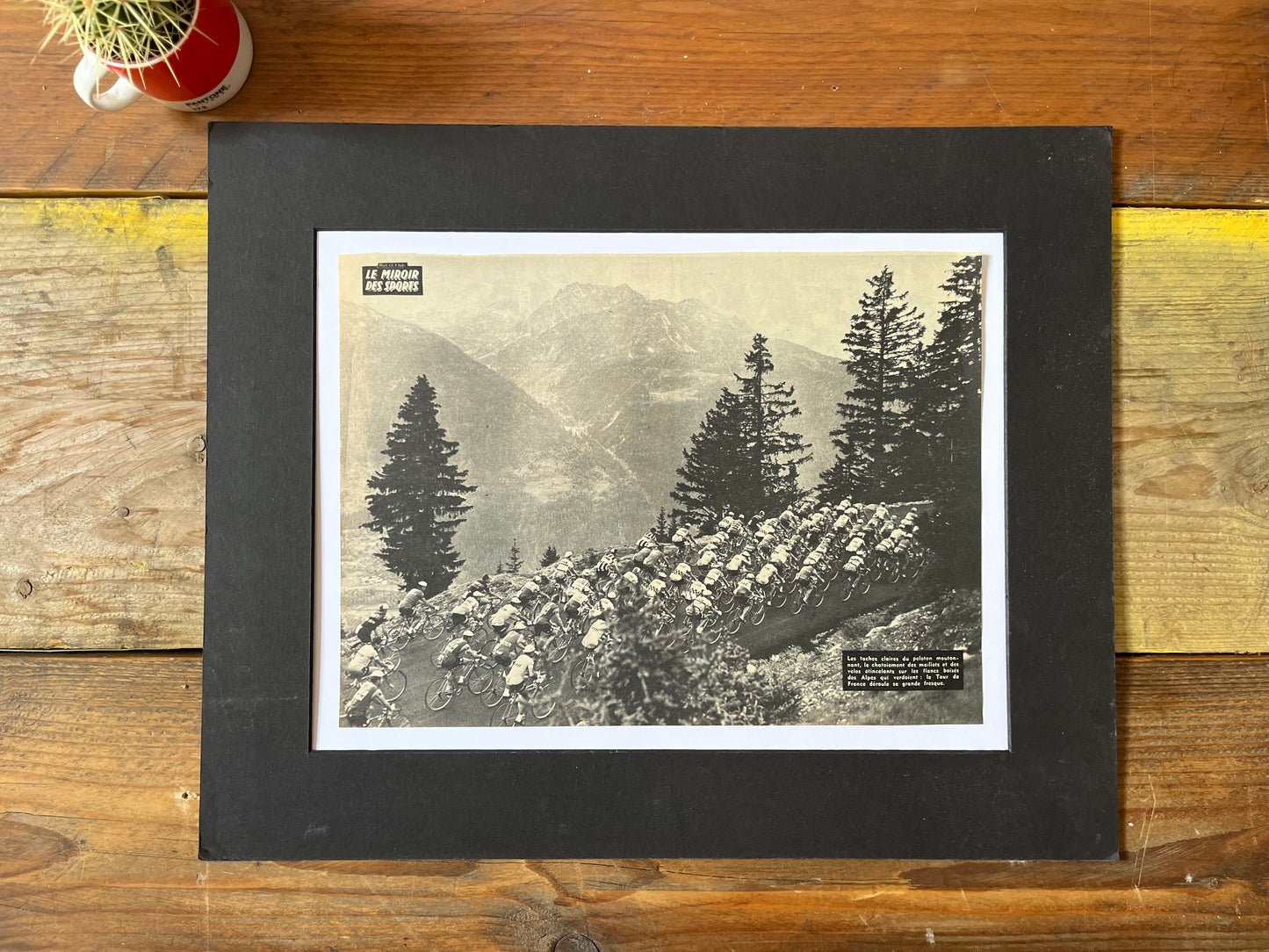 Tour de France Alps vintage cycling print c1965