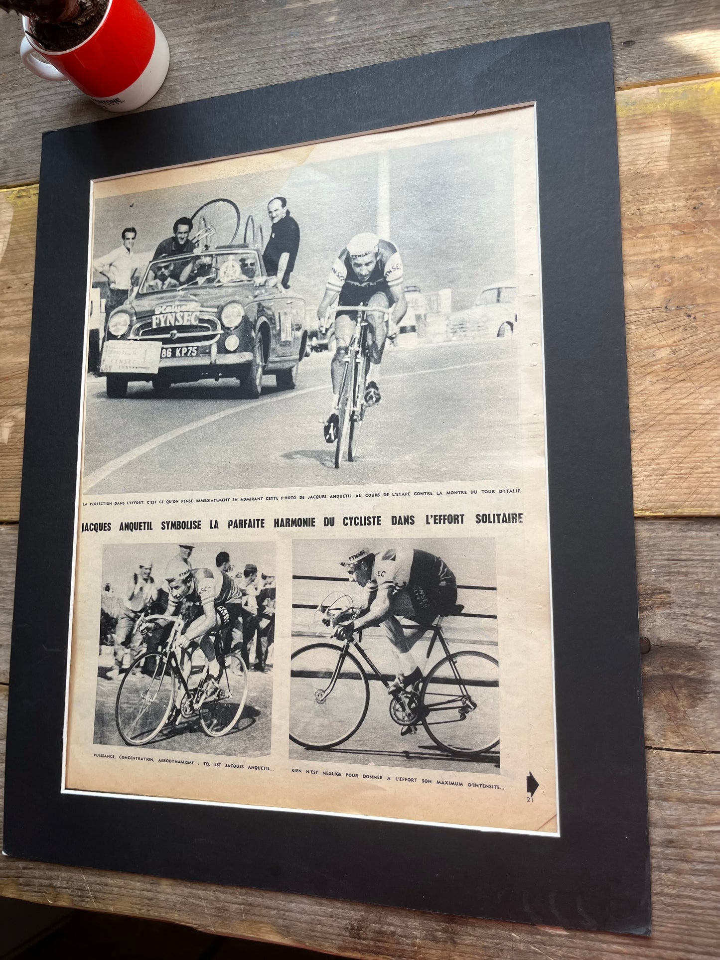 Vintage Cycling Print - Jacques Anquetil , Original Tour de France, 1959