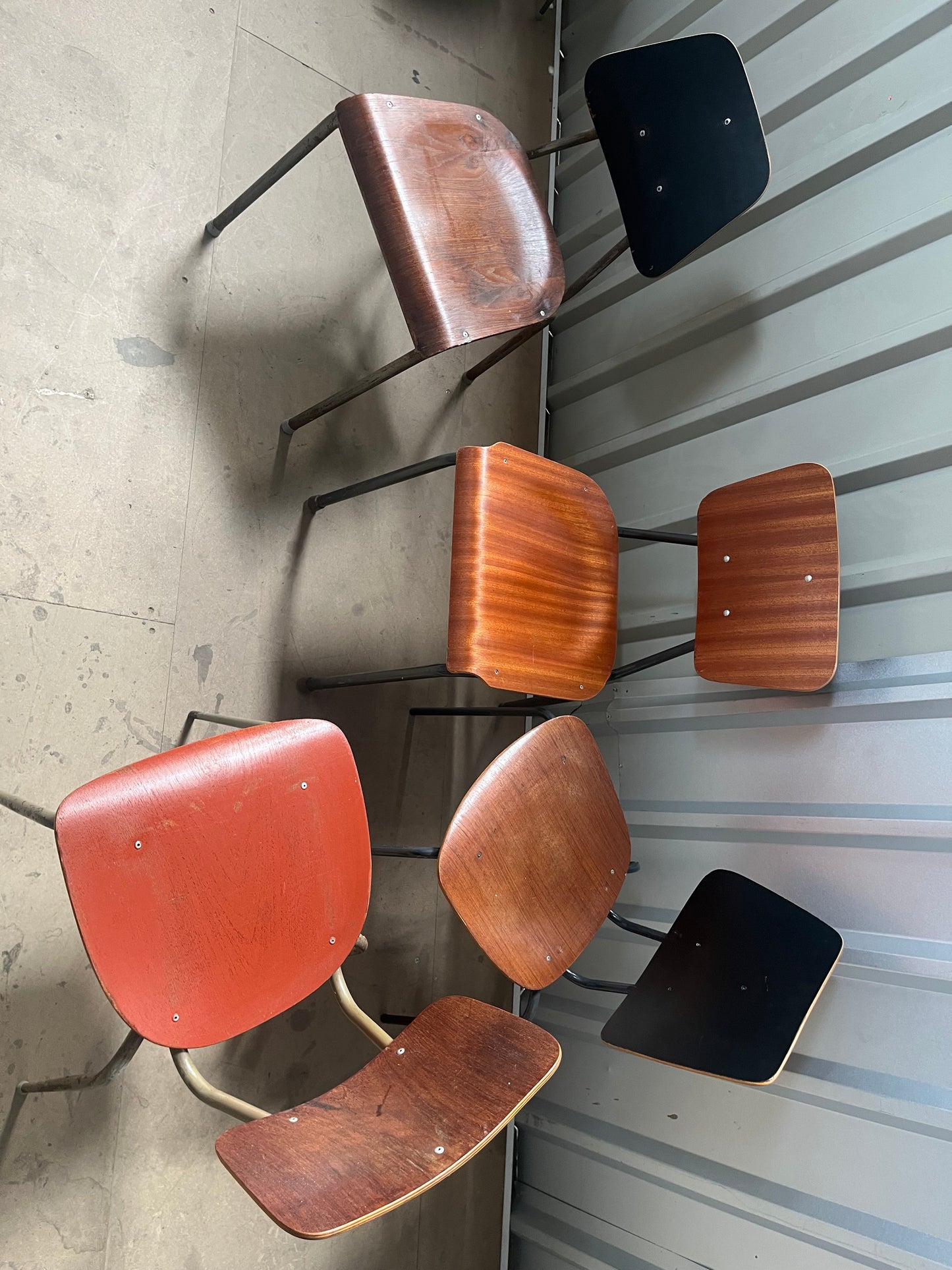 Vintage 1970s Danish Stacking Chairs- Mismatched set of four -