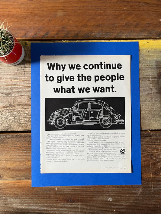 Vintage VW Volkswagen advertising print - 1960s