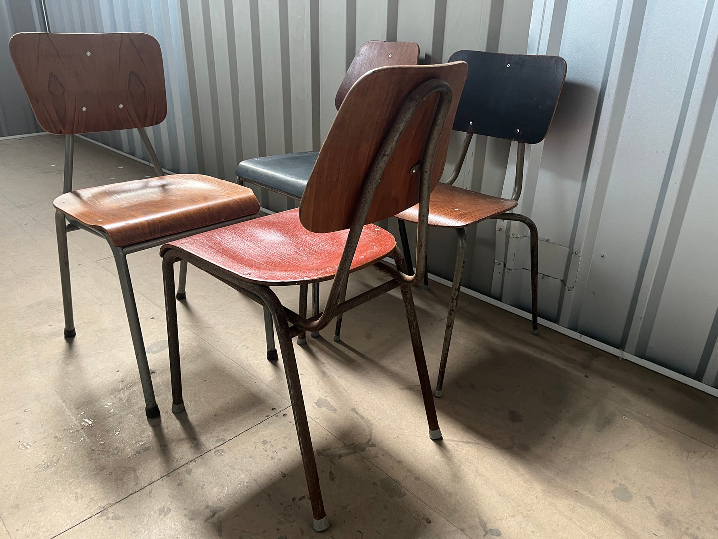 Vintage 1970s Danish Stacking Chairs- Mismatched set of four -