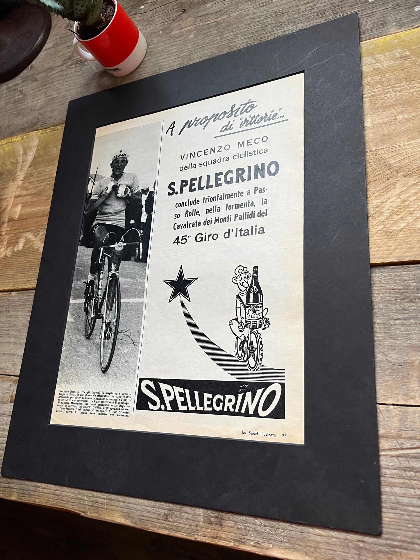 San Pellegrino Giro d'italia advertisement Vincenzo Meco 1963