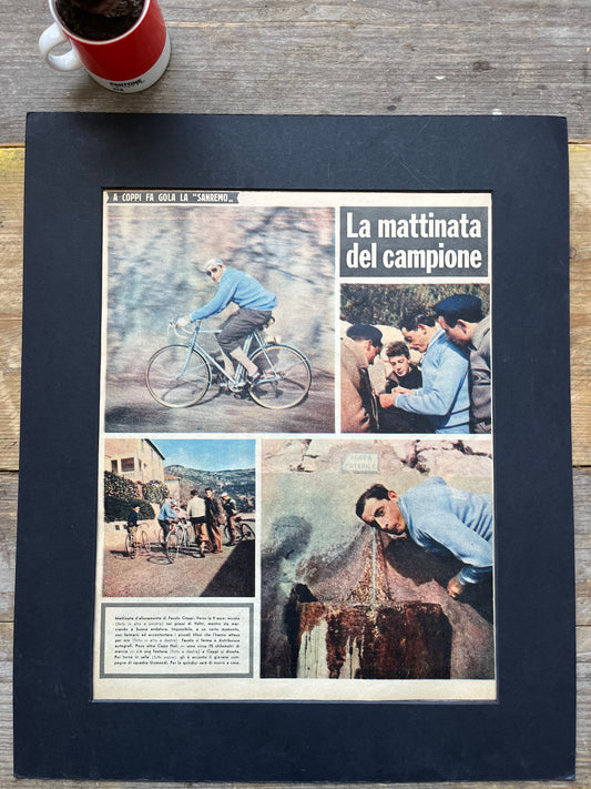 Vintage Cycling Print - Fausto Coppi Bianchi c1950