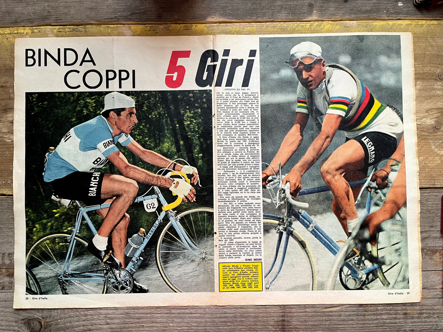 Fausto Coppi / Alfredo Binda Giro d'italia Bianchi vintage cycling  print