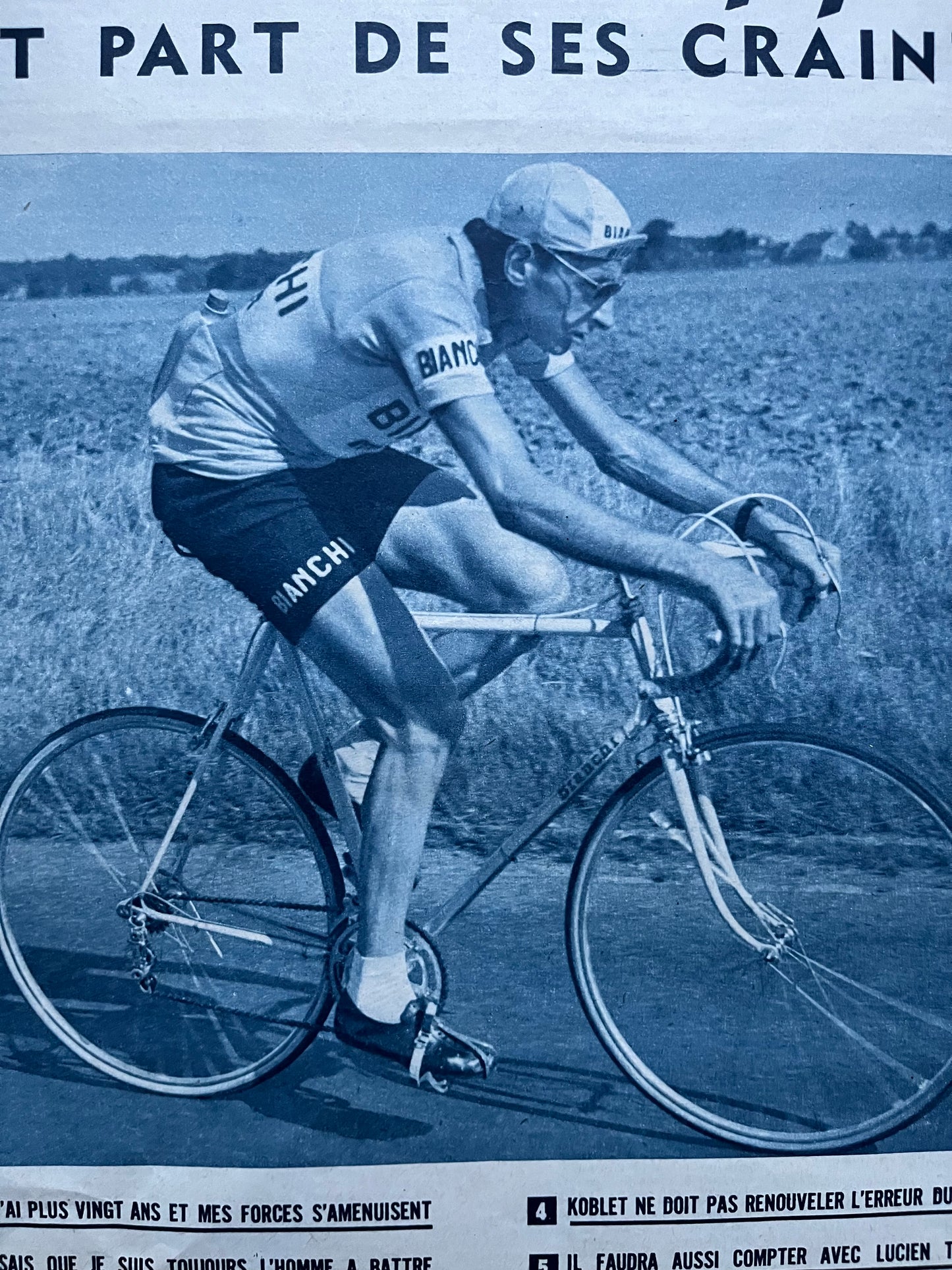 Fausto Coppi Bianchi 1950 original vintage cycling print