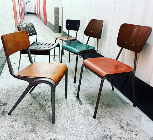 Vintage School Stacking Chairs - Fully Restored, c1970