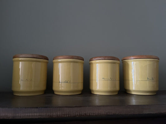 Vintage Mamma Ro Yellow glazed Pottery Cannisters, Italy