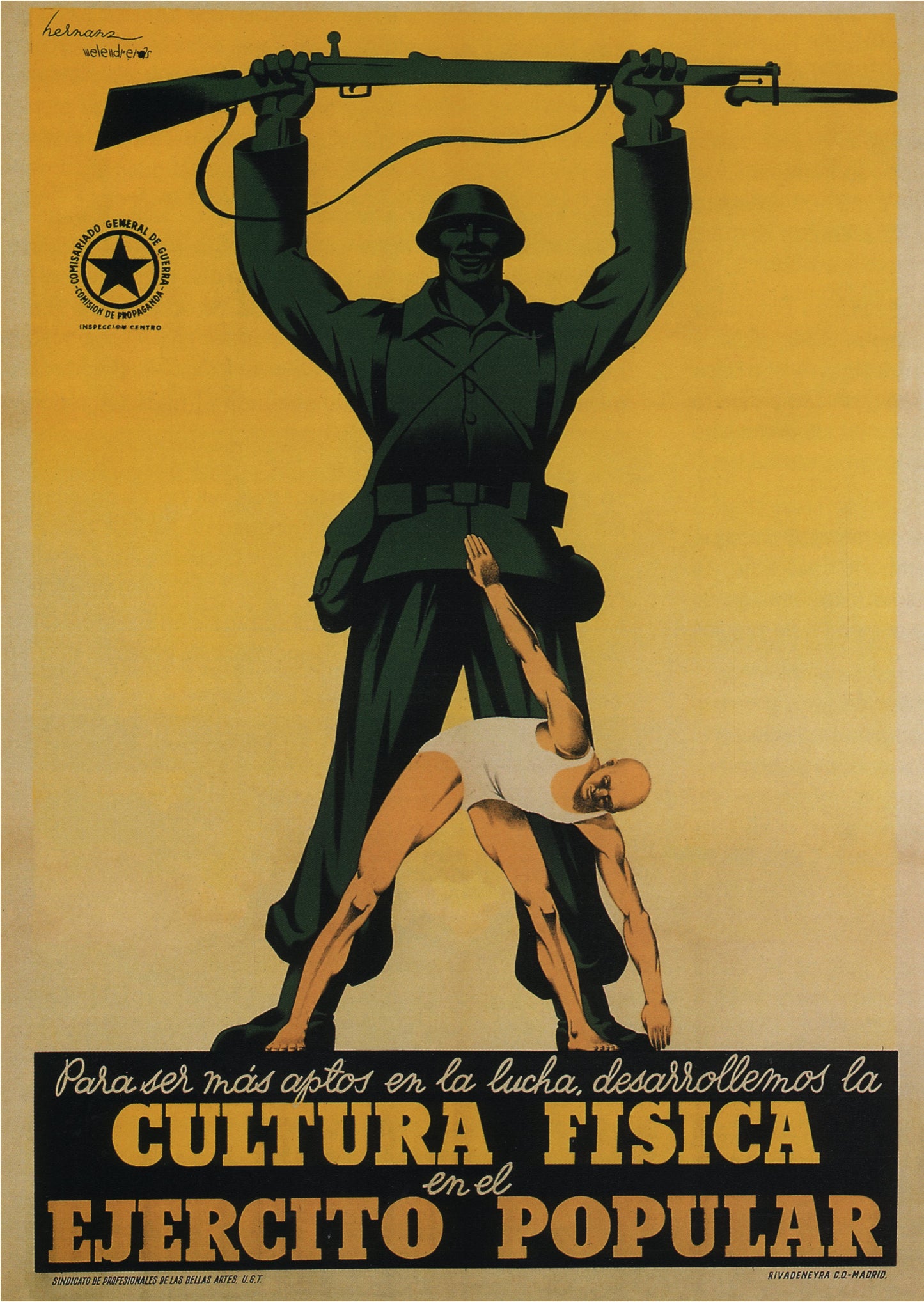 Spanish civil war Vintage Poster “Cultura fisica en el ejercito” c1936
