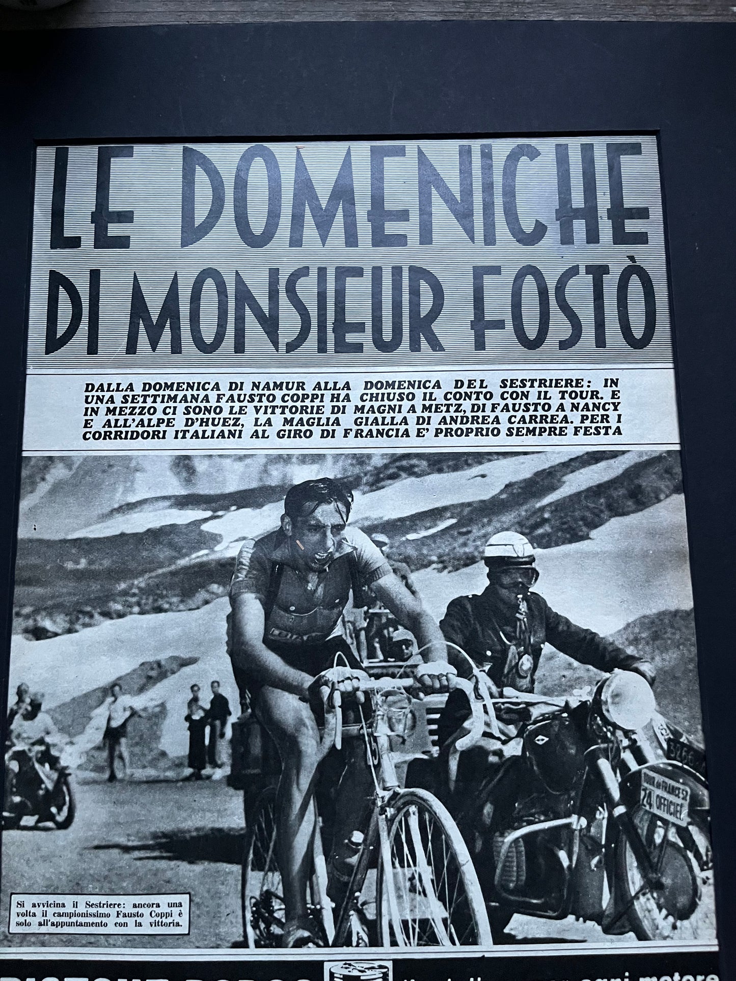Vintage Cycling Print - Fausto Copp 1950 Giro D'Italia
