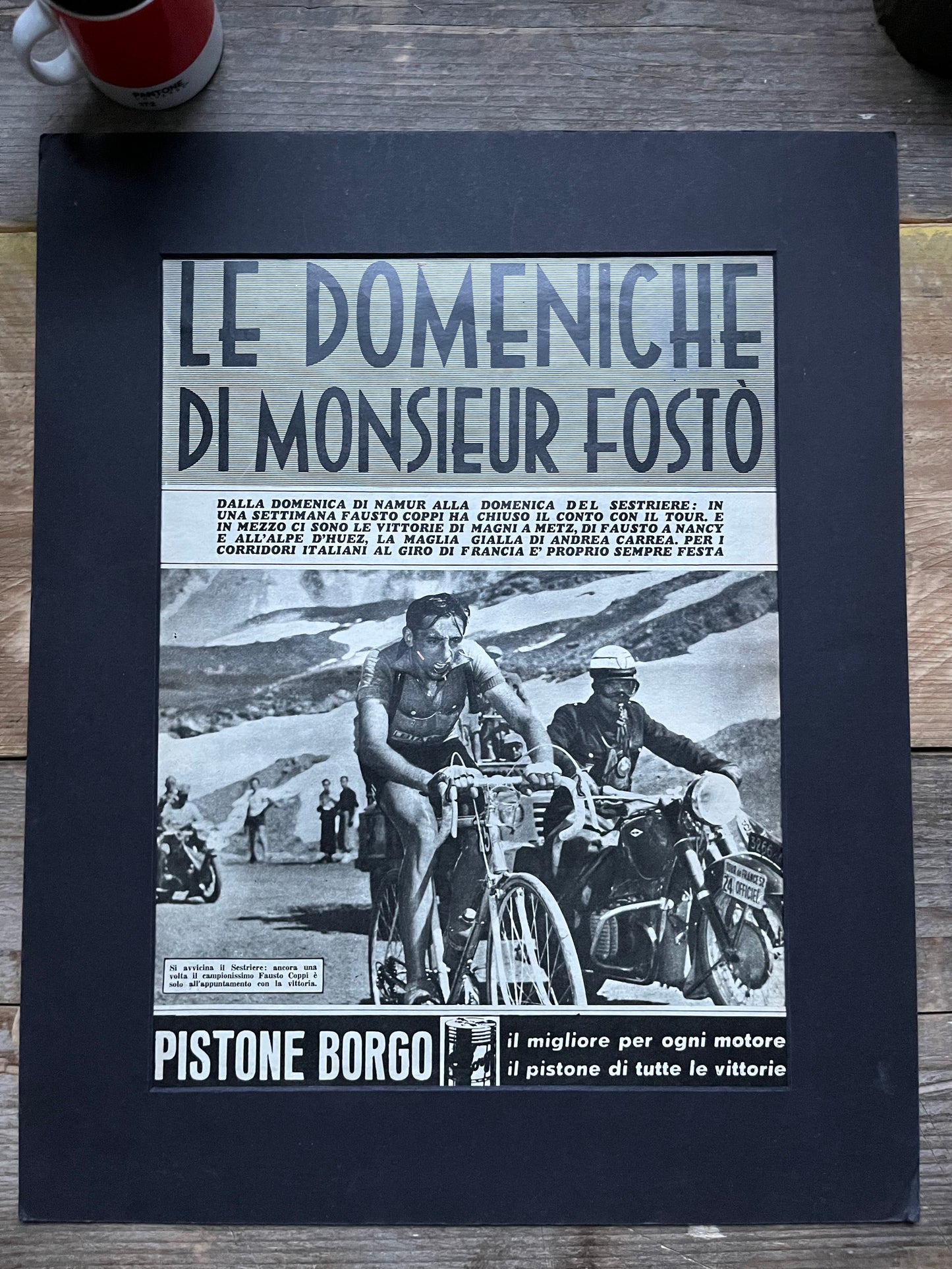 Vintage Cycling Print - Fausto Copp 1950 Giro D'Italia