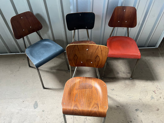 Vintage 1970s Danish Stacking Chairs- Mismatched set of four -