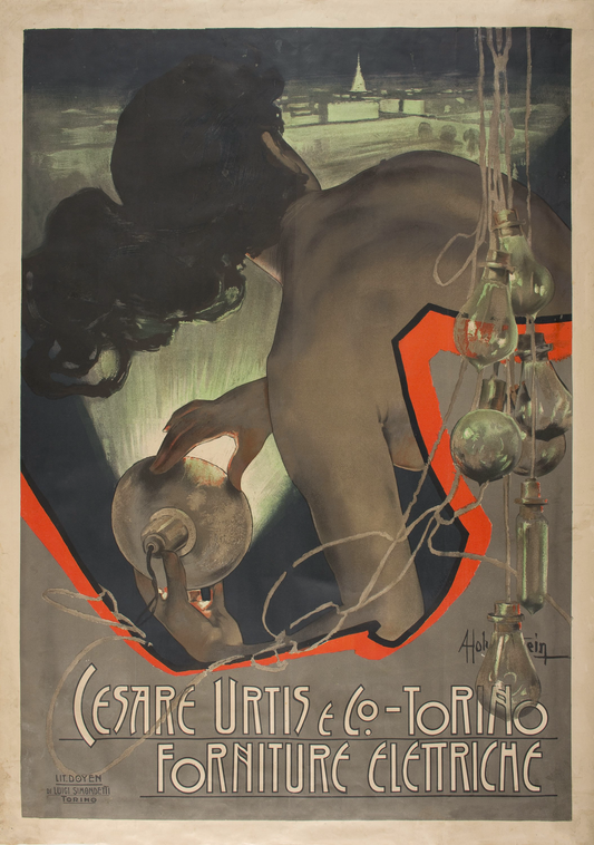 Cesare Urtis electrical advertisement by Adolf Hohenstein c1901