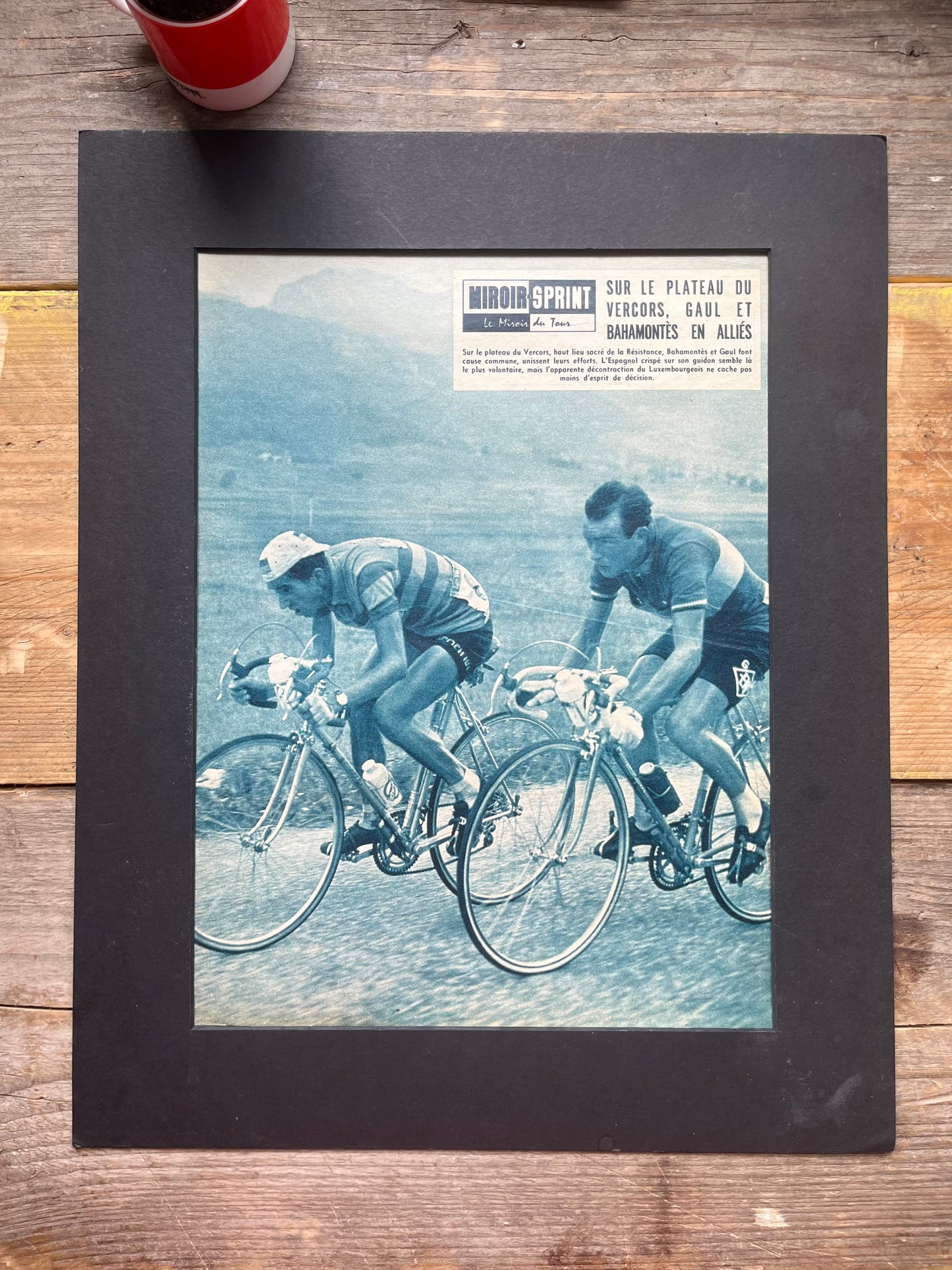 Vintage cycling print Tour de france Charly Gaul Federico Bahamontes 1959