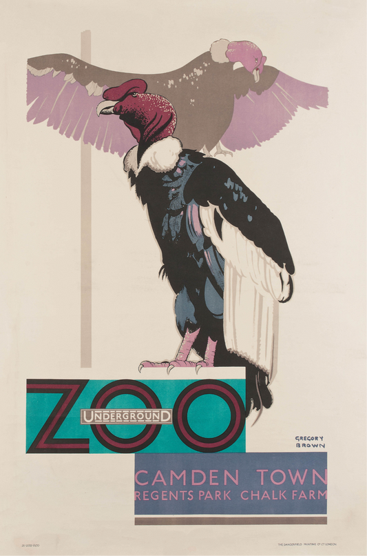 Vintage London Zoo, Advertising Poster - Edward McKnight Kauffer c1922 London Transport